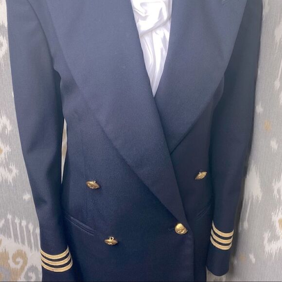 Ralph Lauren Vintage Navy & Gold Braid Double Breasted Nautical Inspired Blazer - Picture 4 of 17
